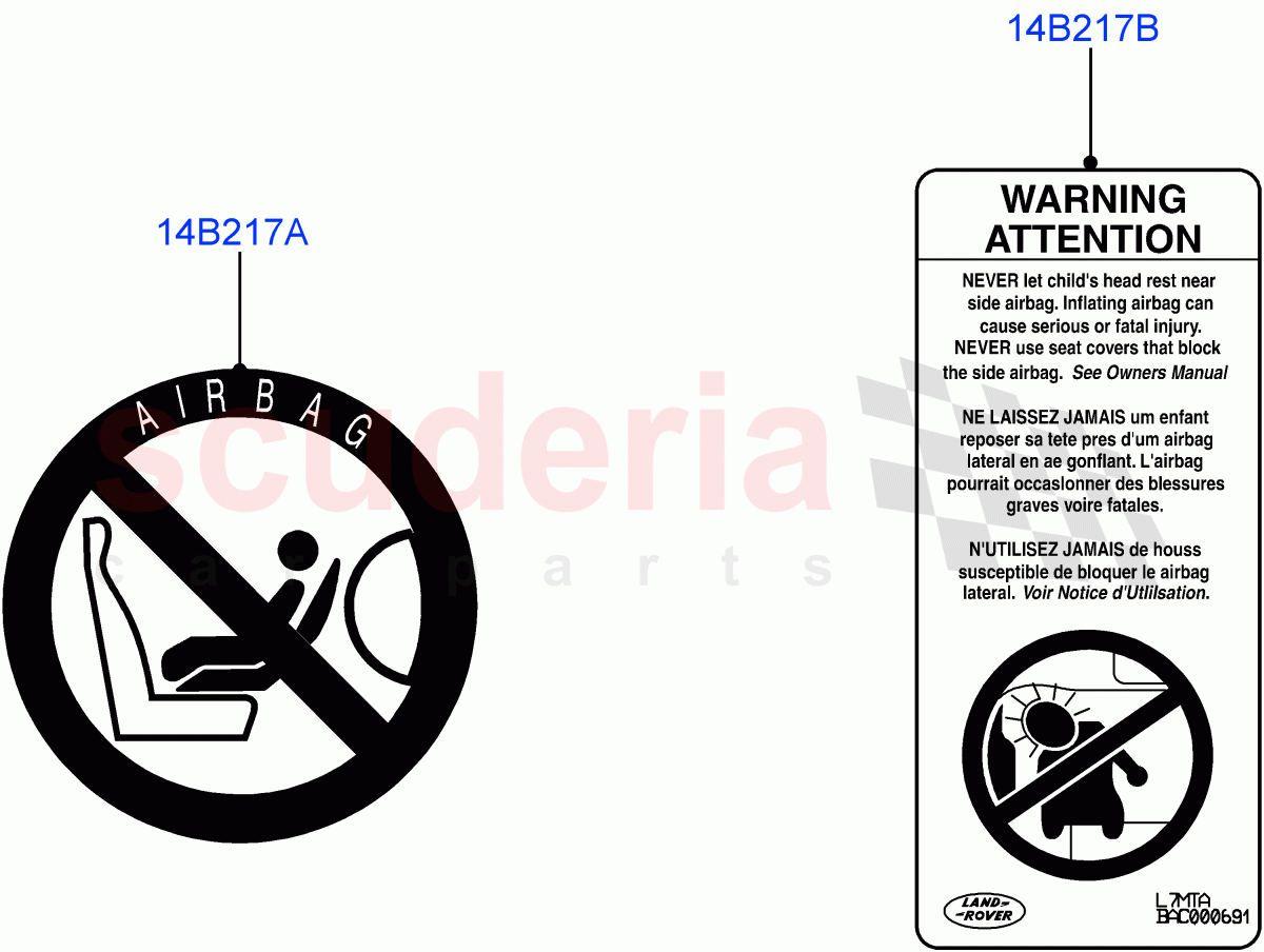 Labels(Air Bag)(Itatiaia (Brazil))((V)FROMGT000001) of Land Rover Land Rover Range Rover Evoque (2012-2018) [2.2 Single Turbo Diesel]