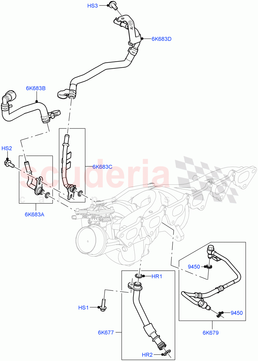 Turbocharger(Lubrication And Cooling)(3.0L AJ20P6 Petrol High) of Land Rover Land Rover Range Rover (2022+) [3.0 I6 Turbo Petrol AJ20P6]