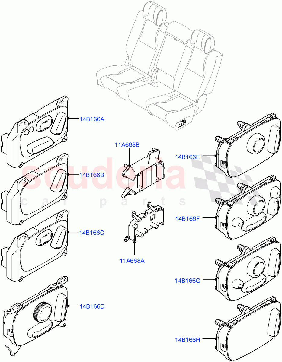Switches (Rear Seat) ((V) TOHA999999) of Land Rover Land Rover Range Rover (2012-2021) [5.0 OHC SGDI SC V8 Petrol]