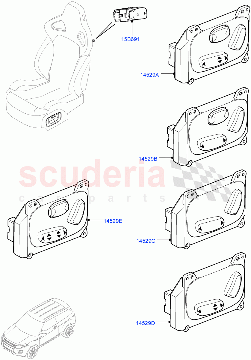 Switches(Seats)(3 Door,Halewood (UK))((V)TOFH999999) of Land Rover Land Rover Range Rover Evoque (2012-2018) [2.0 Turbo Petrol GTDI]