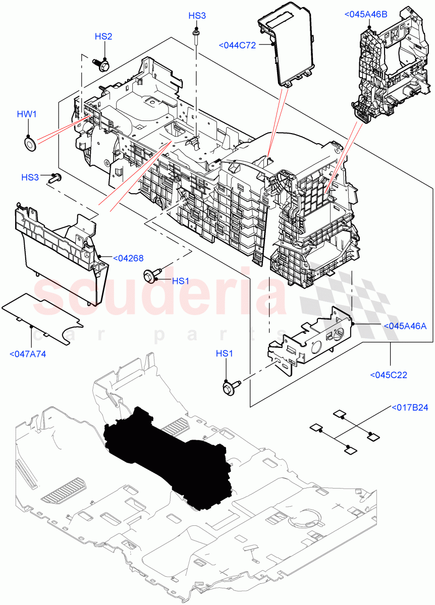 Console - Floor (Front, For Carrier Assy, Internal Components) (Standard Wheelbase) of Land Rover Land Rover Range Rover (2012-2021) [5.0 OHC SGDI NA V8 Petrol]