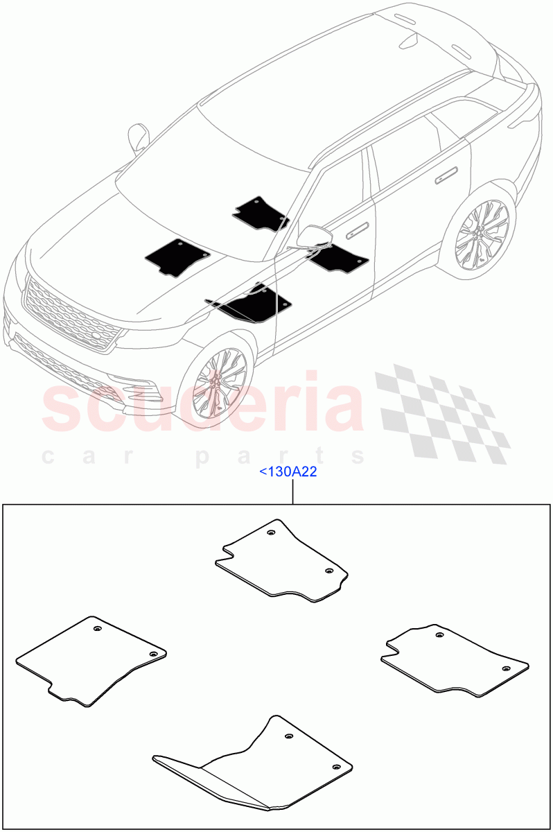 Floor Trim(Floor Mats)(Front Floor Carpet Mats,Front Floor Mats - Premium,Floor Mats - SVO Super Premium) of Land Rover Land Rover Range Rover Velar (2017+) [2.0 Turbo Diesel]