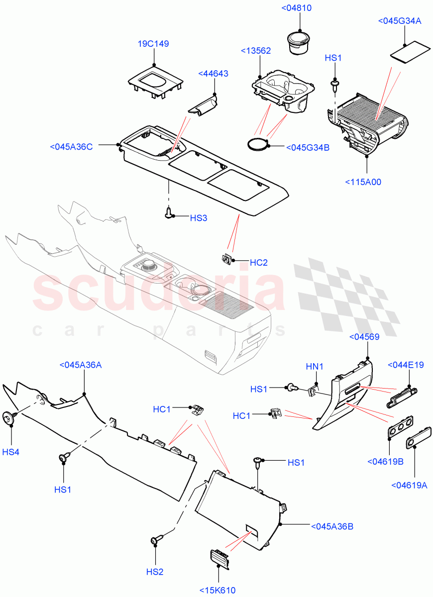 Console - Floor(External Components)(Halewood (UK),Low Line Cubby Box)((V)TOKH999999) of Land Rover Land Rover Discovery Sport (2015+) [2.0 Turbo Diesel AJ21D4]