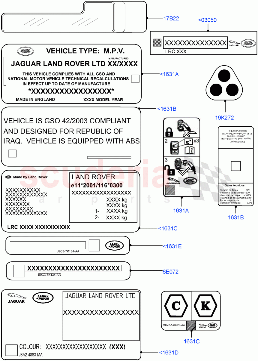 Labels(Information)(Halewood (UK)) of Land Rover Land Rover Range Rover Evoque (2019+) [1.5 I3 Turbo Petrol AJ20P3]