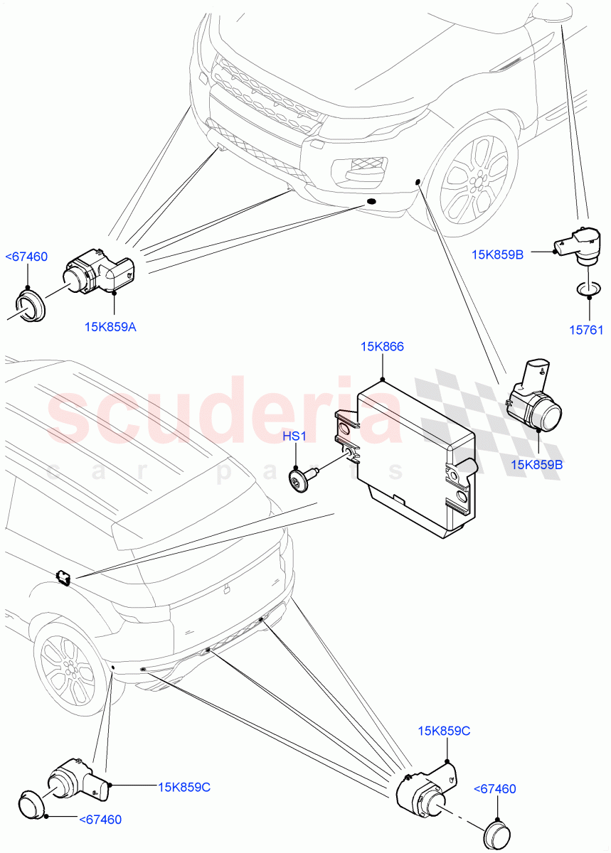 Parking Distance Control(Itatiaia (Brazil))((V)FROMGT000001) of Land Rover Land Rover Range Rover Evoque (2012-2018) [2.0 Turbo Petrol AJ200P]