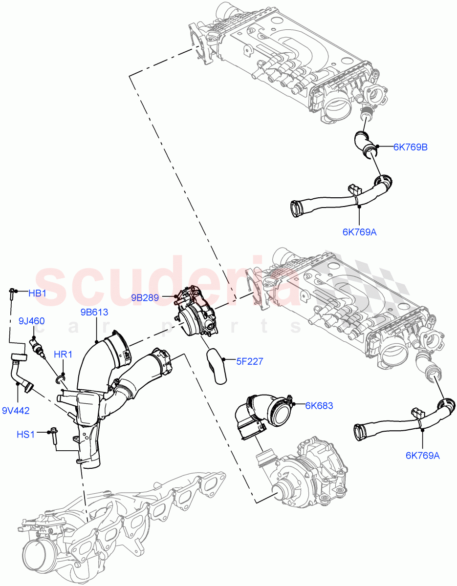 Intercooler/Air Ducts And Hoses(Air Ducts And Hoses)(3.0L AJ20P6 Petrol High)((V)FROMKA000001) of Land Rover Land Rover Range Rover Sport (2014+) [3.0 I6 Turbo Petrol AJ20P6]