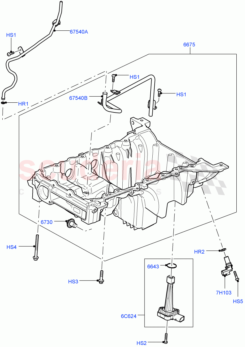 Oil Pan/Oil Level Indicator (5.0L OHC SGDI SC V8 Petrol - AJ133) ((V) FROMAA000001) of Land Rover Land Rover Range Rover Sport (2010-2013) [5.0 OHC SGDI SC V8 Petrol]