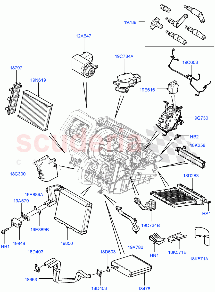 Heater/Air Cond.Internal Components (Itatiaia (Brazil)) ((V) FROMGT000001) of Land Rover Land Rover Range Rover Evoque (2012-2018) [2.0 Turbo Diesel]