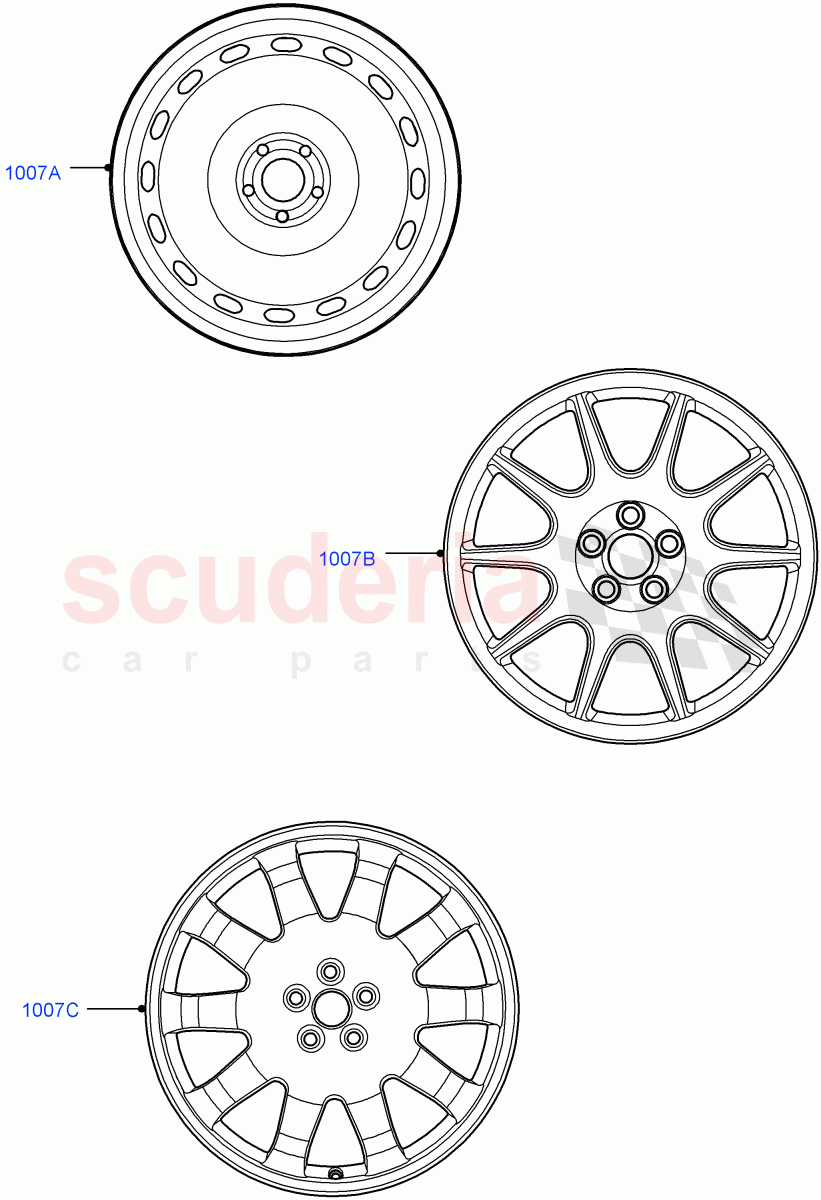 Spare Wheel(With Mini Alloy Spare Wheel,Spare Wheel - Reduced Section Steel,20" Space Saver Red) of Land Rover Land Rover Range Rover Velar (2017+) [2.0 Turbo Petrol AJ200P]