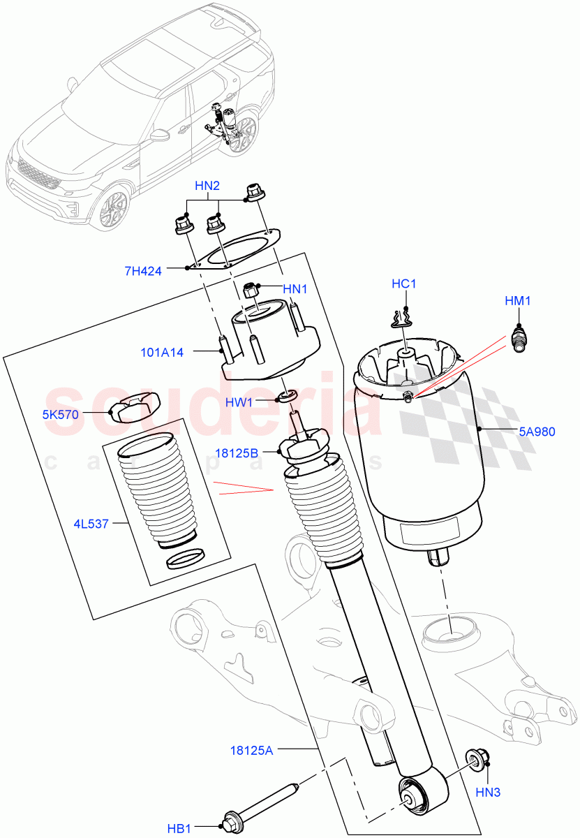 Rear Springs And Shock Absorbers(Nitra Plant Build)((V)FROMM2000001) of Land Rover Land Rover Discovery 5 (2017+) [3.0 DOHC GDI SC V6 Petrol]