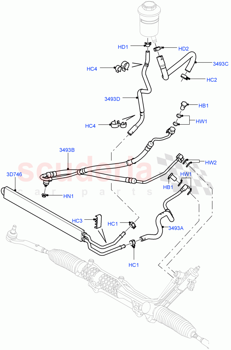 Supply & Return Hoses - Power Strg (5.0L OHC SGDI NA V8 Petrol - AJ133, 5.0L OHC SGDI SC V8 Petrol - AJ133) ((V) FROMAA000001) of Land Rover Land Rover Range Rover (2010-2012) [5.0 OHC SGDI SC V8 Petrol]