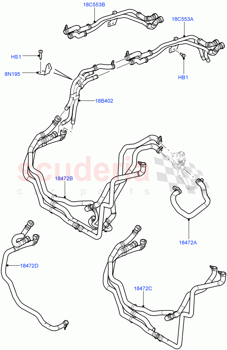 Heater Hoses(Front)(3.0 V6 Diesel)((V)FROMAA000001) of Land Rover Land Rover Discovery 4 (2010-2016) [4.0 Petrol V6]