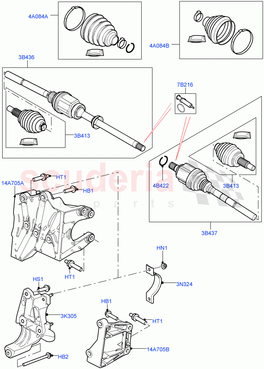 Drive Shaft - Front Axle Drive (Changsu (China)) ((V) FROMFG000001, (V) TOKG446856) of Land Rover Land Rover Discovery Sport (2015+) [2.0 Turbo Diesel AJ21D4]