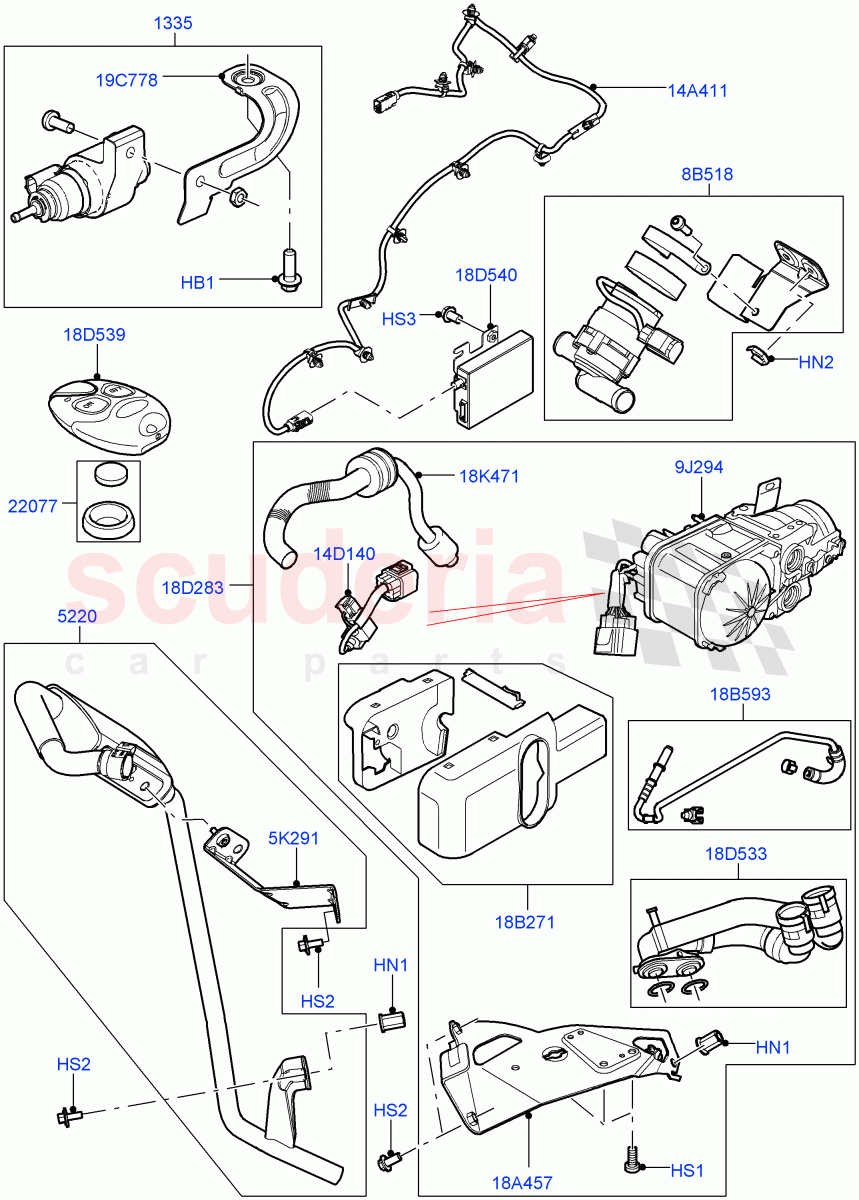 Auxiliary Fuel Fired Pre-Heater(Page A)(Halewood (UK),With Fuel Fired Heater,Fuel Heater W/Pk Heat With Remote,Fuel Fired Heater With Park Heat) of Land Rover Land Rover Range Rover Evoque (2012-2018) [2.0 Turbo Petrol AJ200P]