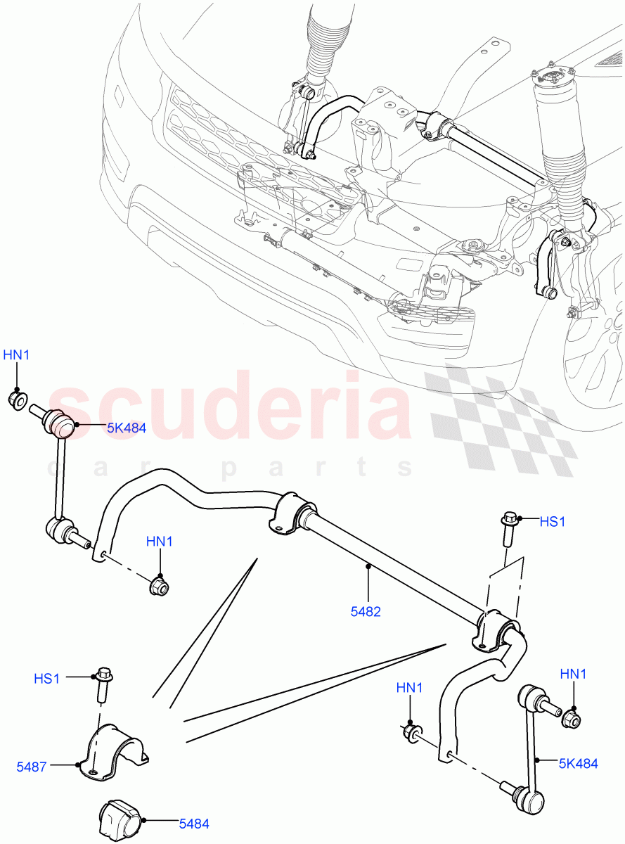 Front Cross Member & Stabilizer Bar(Conventional Stabilizer Bar)(Less ACE Suspension)((V)TOJA999999) of Land Rover Land Rover Range Rover Sport (2014+) [5.0 OHC SGDI SC V8 Petrol]