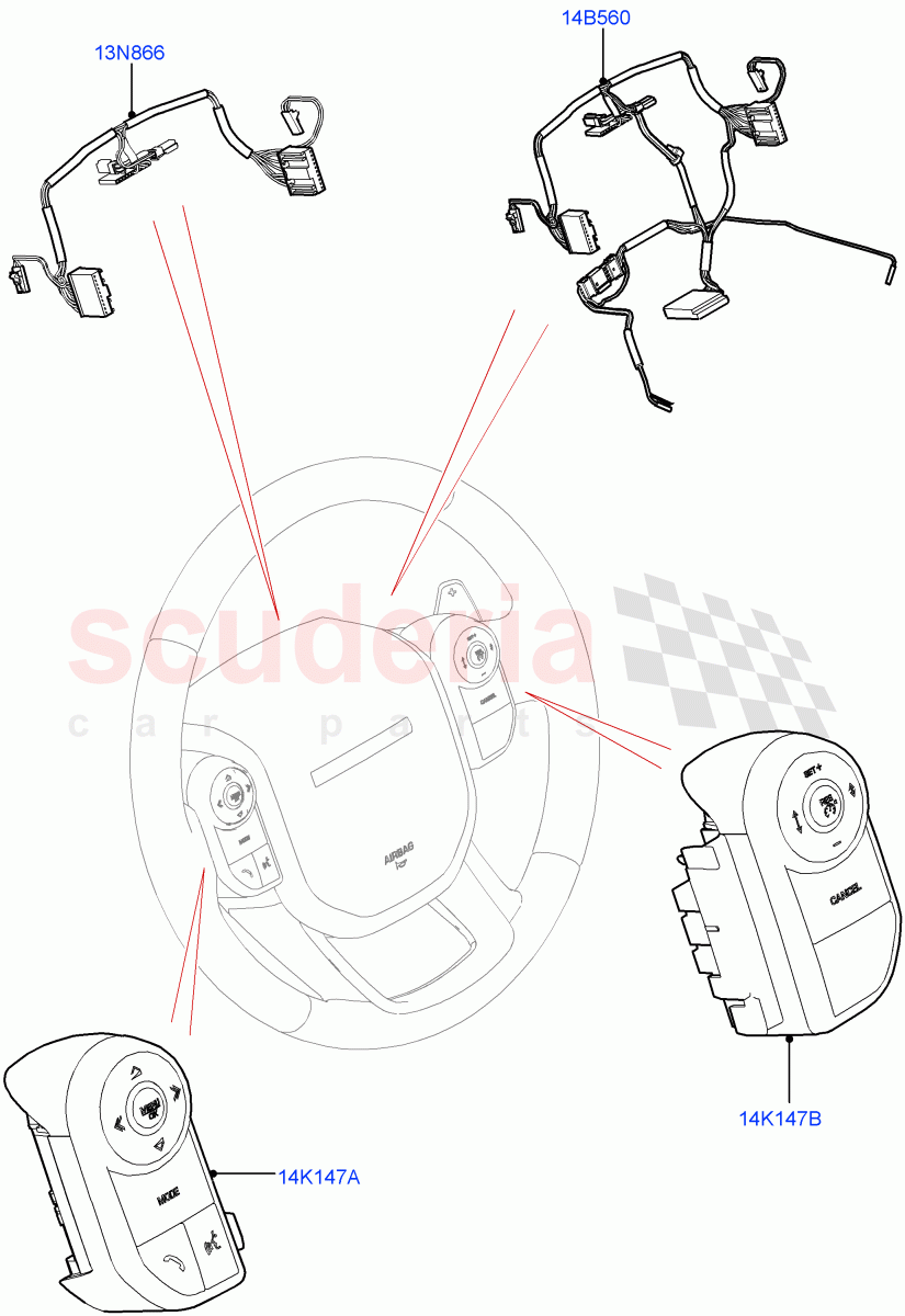 Switches(Steering Wheel)((V)TOLA999999) of Land Rover Land Rover Range Rover Velar (2017+) [3.0 Diesel 24V DOHC TC]