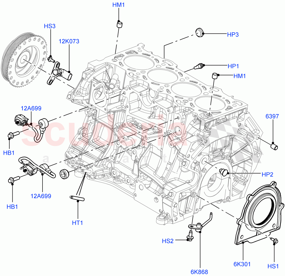 Cylinder Block And Plugs (2.0L 16V TIVCT T/C 240PS Petrol, Itatiaia (Brazil)) ((V) FROMGT000001) of Land Rover Land Rover Range Rover Evoque (2012-2018) [2.0 Turbo Petrol GTDI]