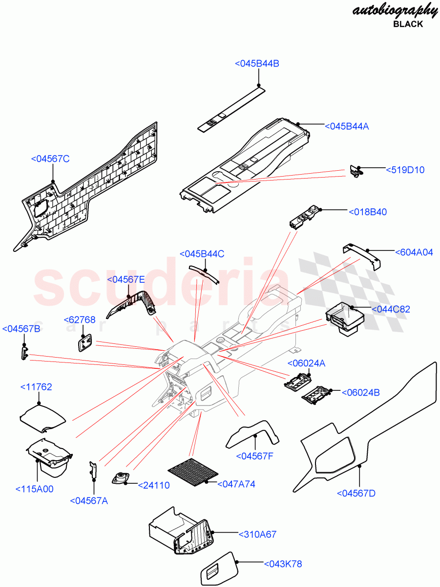 Console - Floor(Rear, Autobiography Black / SV Autobiography, External Components)(With 2 Rear Small Individual Seats)((V)FROMJA000001) of Land Rover Land Rover Range Rover (2012-2021) [2.0 Turbo Petrol GTDI]