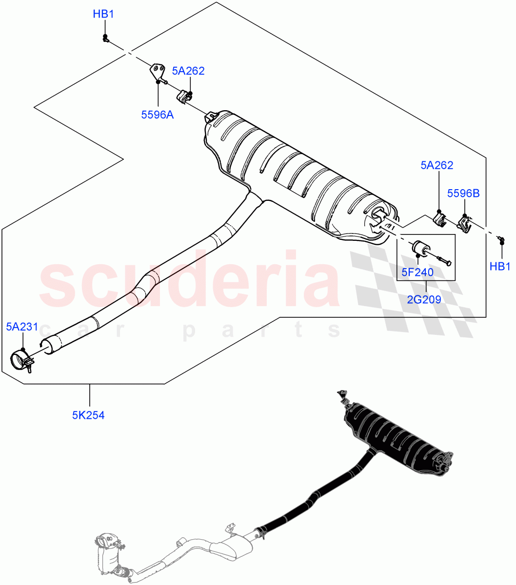 Rear Exhaust System(Nitra Plant Build)(2.0L I4 DSL HIGH DOHC AJ200,Stage V Plus DPF,Euro Stage 4 Emissions) of Land Rover Land Rover Defender (2020+) [2.0 Turbo Diesel]