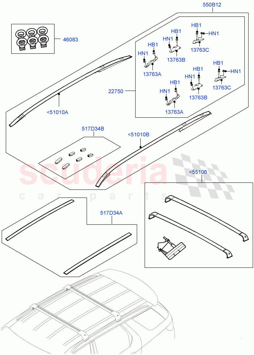 Roof Rails & Crossbars (Accessory) (Halewood (UK), Itatiaia (Brazil)) of Land Rover Land Rover Discovery Sport (2015+) [2.2 Single Turbo Diesel]
