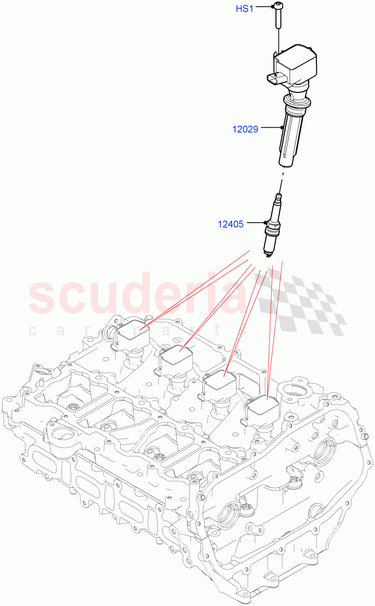 Ignition Coil And Wires/Spark Plugs (2.0L I4 Mid AJ200 Petrol E100, Itatiaia (Brazil), 2.0L I4 Mid DOHC AJ200 Petrol) ((V) FROMJT000001) of Land Rover Land Rover Range Rover Evoque (2012-2018) [2.0 Turbo Petrol AJ200P]