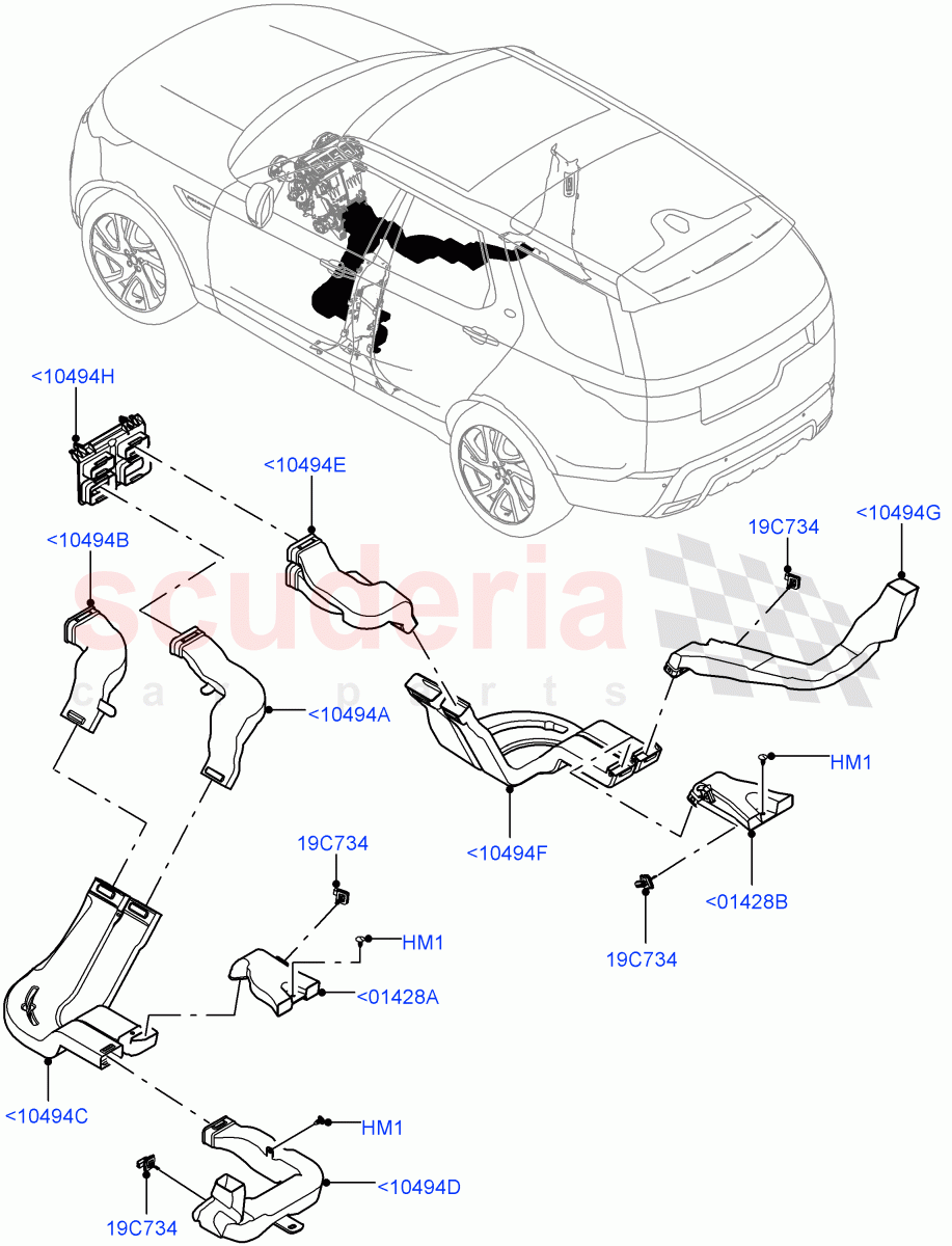 Air Vents, Louvres And Ducts(Internal Components, Floor, Solihull Plant Build)((V)FROMHA000001) of Land Rover Land Rover Discovery 5 (2017+) [3.0 DOHC GDI SC V6 Petrol]