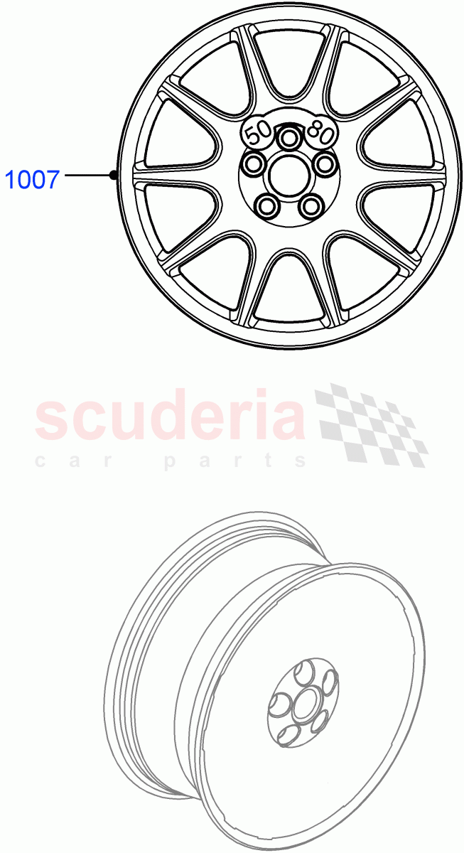 Spare Wheel(Solihull Plant Build)(With Mini Alloy Spare Wheel,With Mini Aluminium Spare Wheel)((V)FROMHA000001) of Land Rover Land Rover Discovery 5 (2017+) [3.0 DOHC GDI SC V6 Petrol]