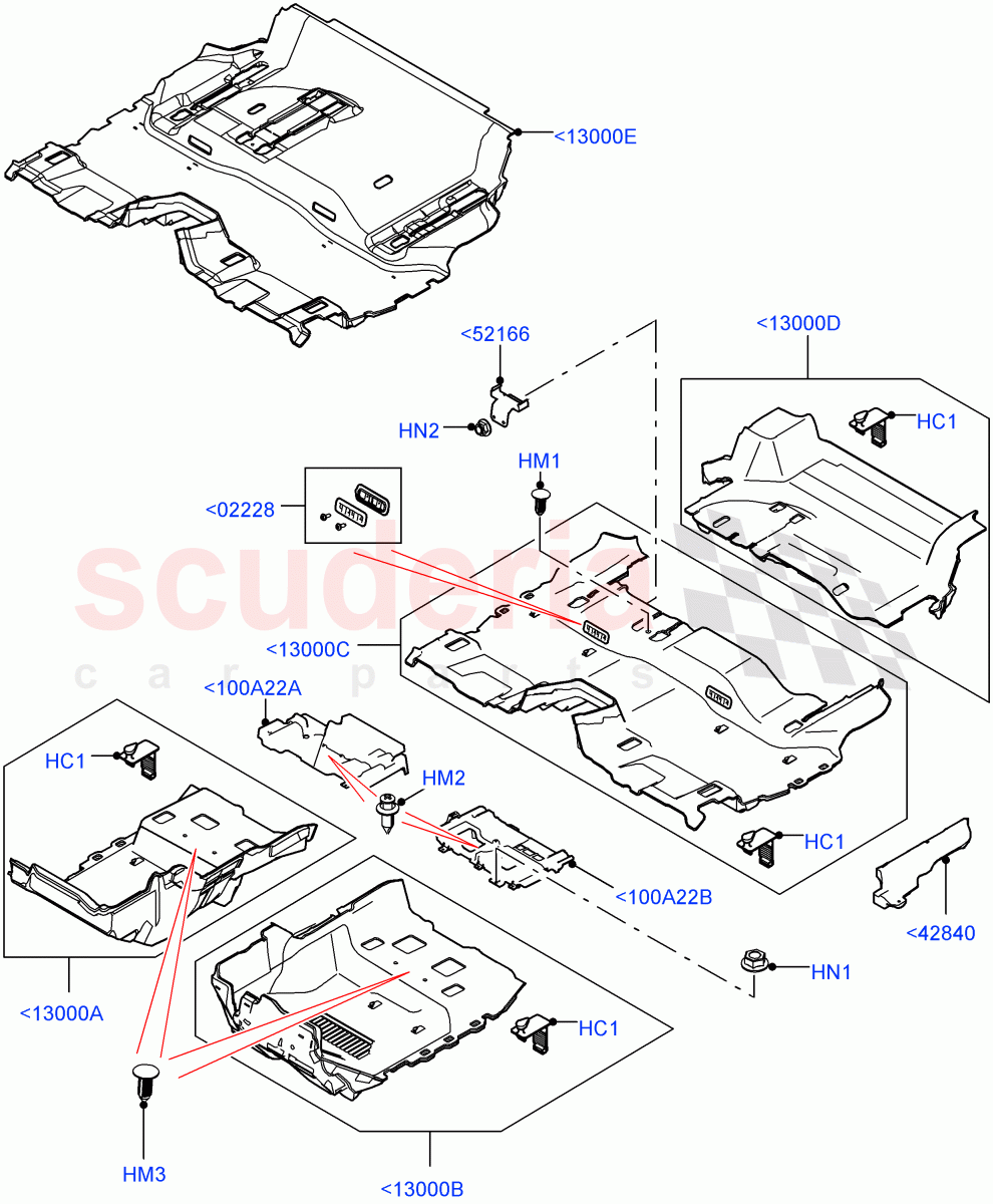 Floor Trim(Floor Carpets, Solihull Plant Build)((V)FROMHA000001) of Land Rover Land Rover Discovery 5 (2017+) [3.0 I6 Turbo Petrol AJ20P6]