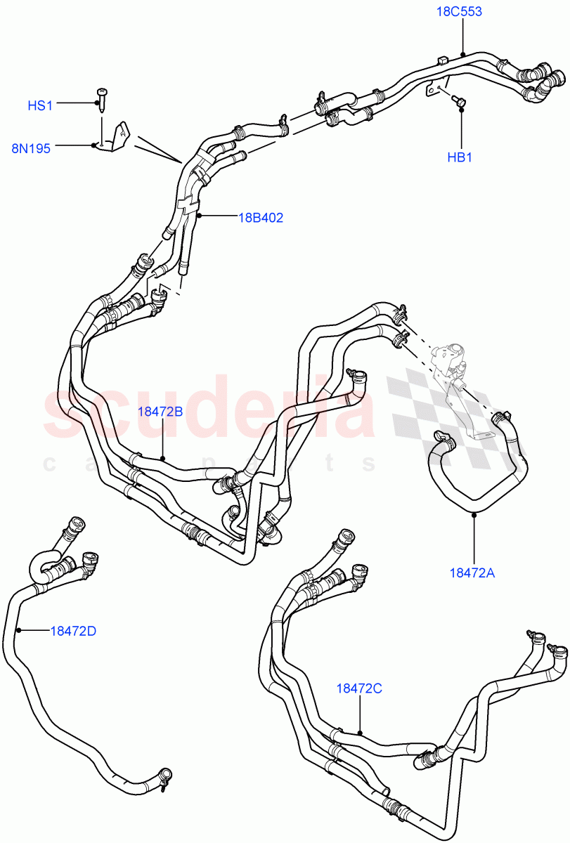 Heater Hoses (3.0L 24V DOHC V6 TC Diesel) ((V) FROMAA000001) of Land Rover Land Rover Range Rover Sport (2010-2013) [3.6 V8 32V DOHC EFI Diesel]
