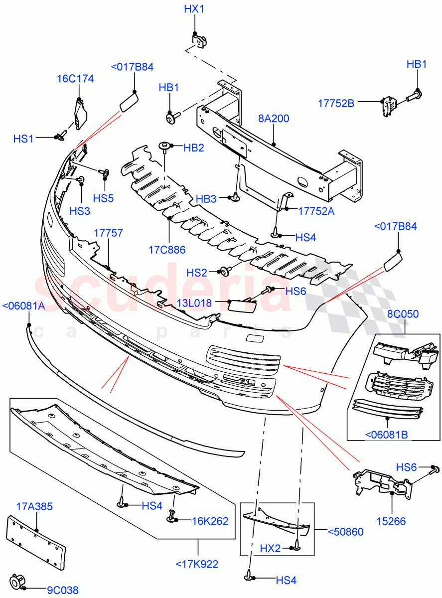 Radiator Grille And Front Bumper ((V) TOHA999999) of Land Rover Land Rover Range Rover (2012-2021) [3.0 I6 Turbo Petrol AJ20P6]