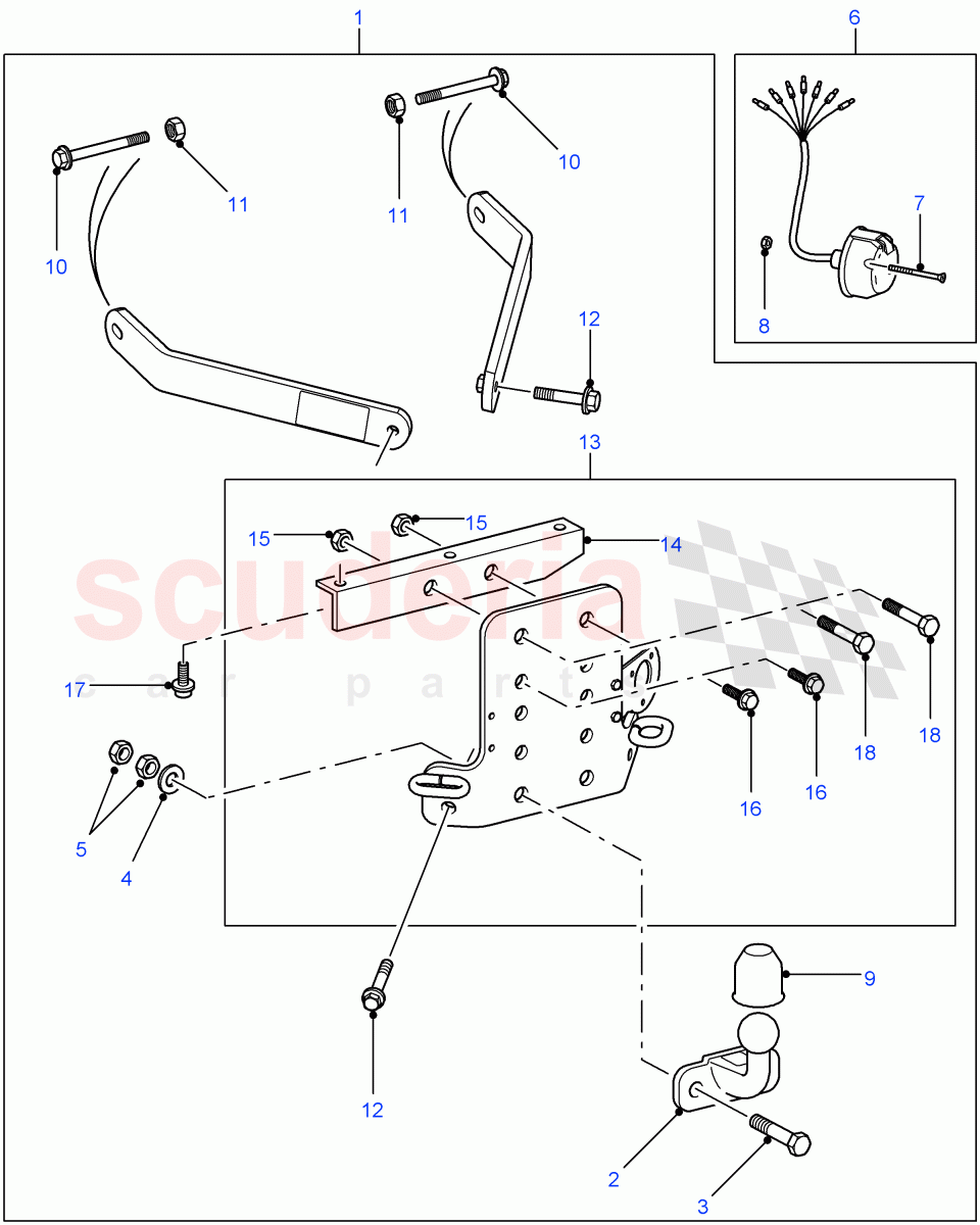 Towing Equip-Drop Plate W/Tow Ball(Chassis Cab,110" Wheelbase,90" Wheelbase,Hard Top,Pick Up,Crew Cab Pick Up,Station Wagon - 5 Door,Soft Top)((V)FROM7A000001) of Land Rover Land Rover Defender (2007-2016)