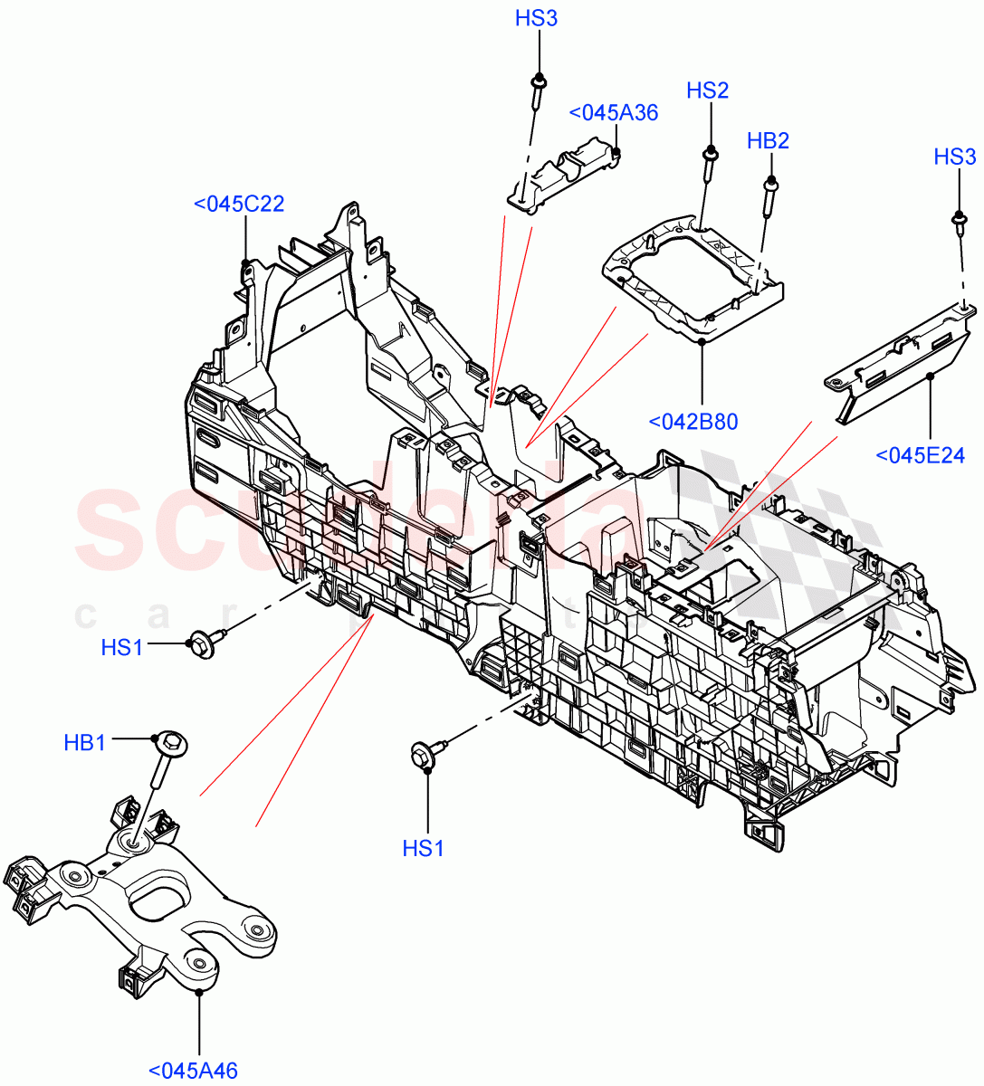 Console - Floor (Internal Components) (Changsu (China)) of Land Rover Land Rover Range Rover Evoque (2019+) [2.0 Turbo Diesel AJ21D4]