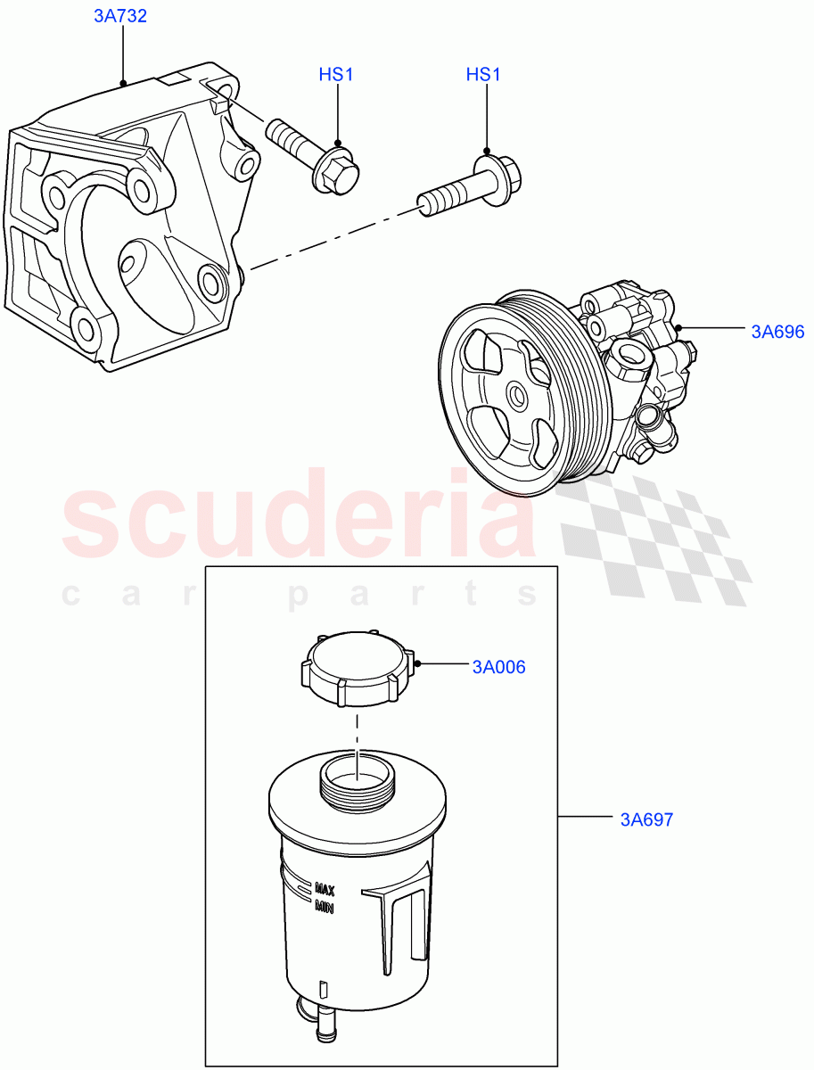 Power Steering Pump Mounting(3.0 V6 Diesel)((V)FROMAA000001) of Land Rover Land Rover Discovery 4 (2010-2016) [5.0 OHC SGDI NA V8 Petrol]