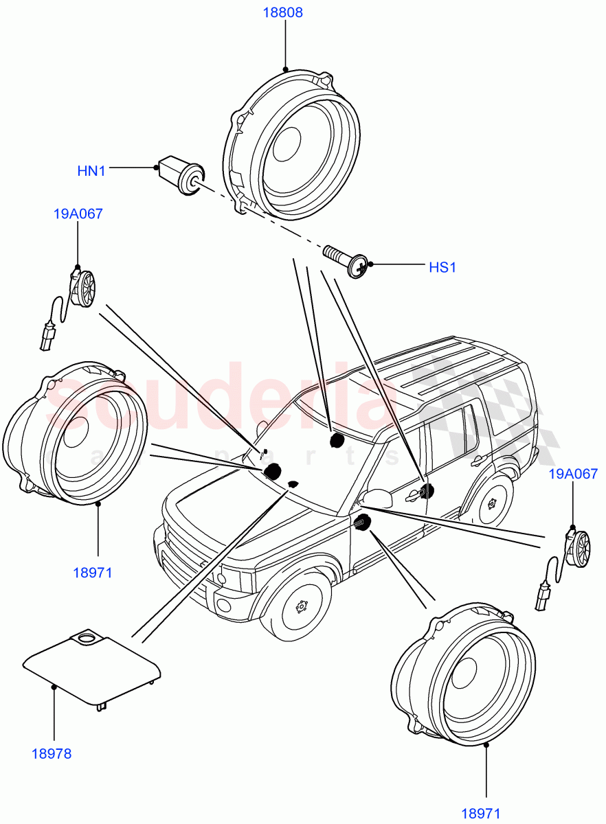 Speakers (Standard Audio (Base)) ((V) FROMAA000001) of Land Rover Land Rover Discovery 4 (2010-2016) [3.0 Diesel 24V DOHC TC]