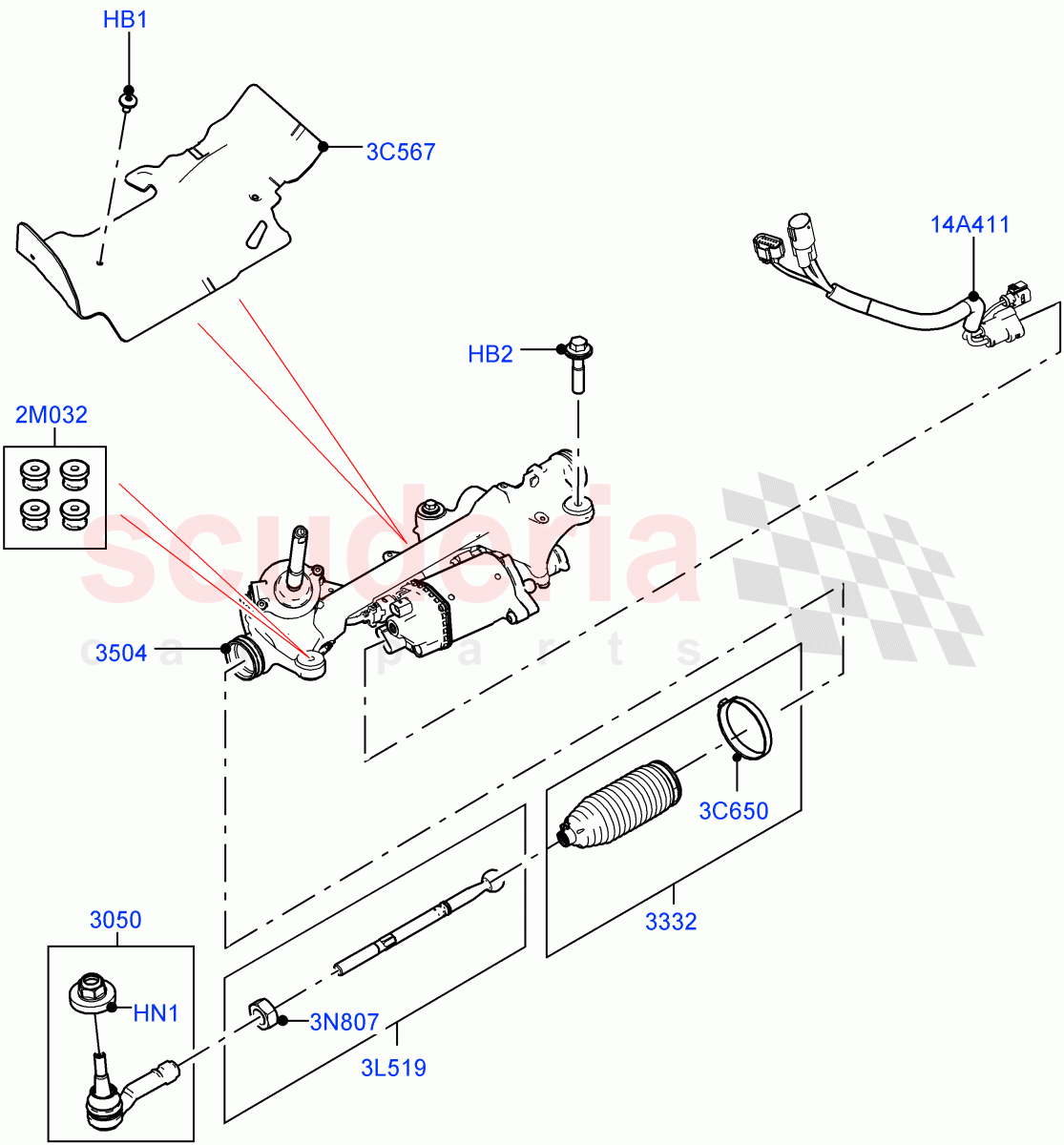 Steering Gear (Changsu (China)) of Land Rover Land Rover Range Rover Evoque (2019+) [1.5 I3 Turbo Petrol AJ20P3]