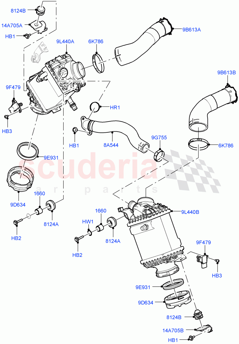 Intercooler/Air Ducts And Hoses (4.4 V8 Turbo Petrol (NC10)) of Land Rover Land Rover Range Rover (2022+) [4.4 V8 Turbo Petrol NC10]