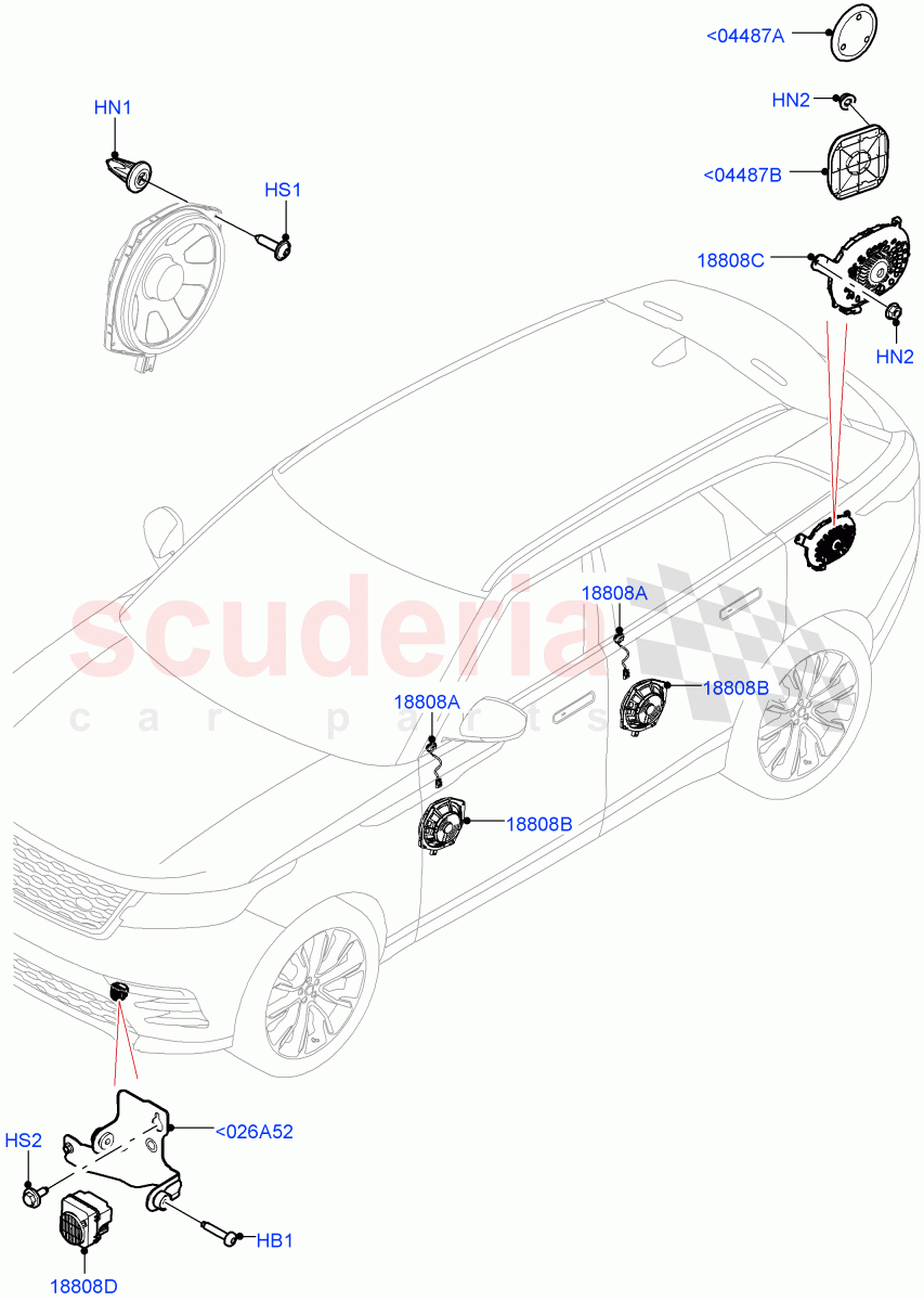 Speakers(Standard Audio (Base)) of Land Rover Land Rover Range Rover Velar (2017+) [2.0 Turbo Diesel AJ21D4]