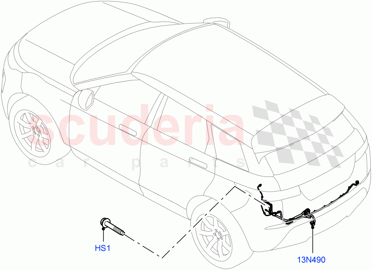 Electrical Wiring - Body And Rear (Towing) (Halewood (UK), Tow Hitch Elec Deployable Swan Neck, Tow Hitch Man Detachable Swan Neck, Tow Hitch Receiver NAS, Tow Hitch Receiver 12 Pin Elec) of Land Rover Land Rover Range Rover Evoque (2019+) [2.0 Turbo Petrol AJ200P]