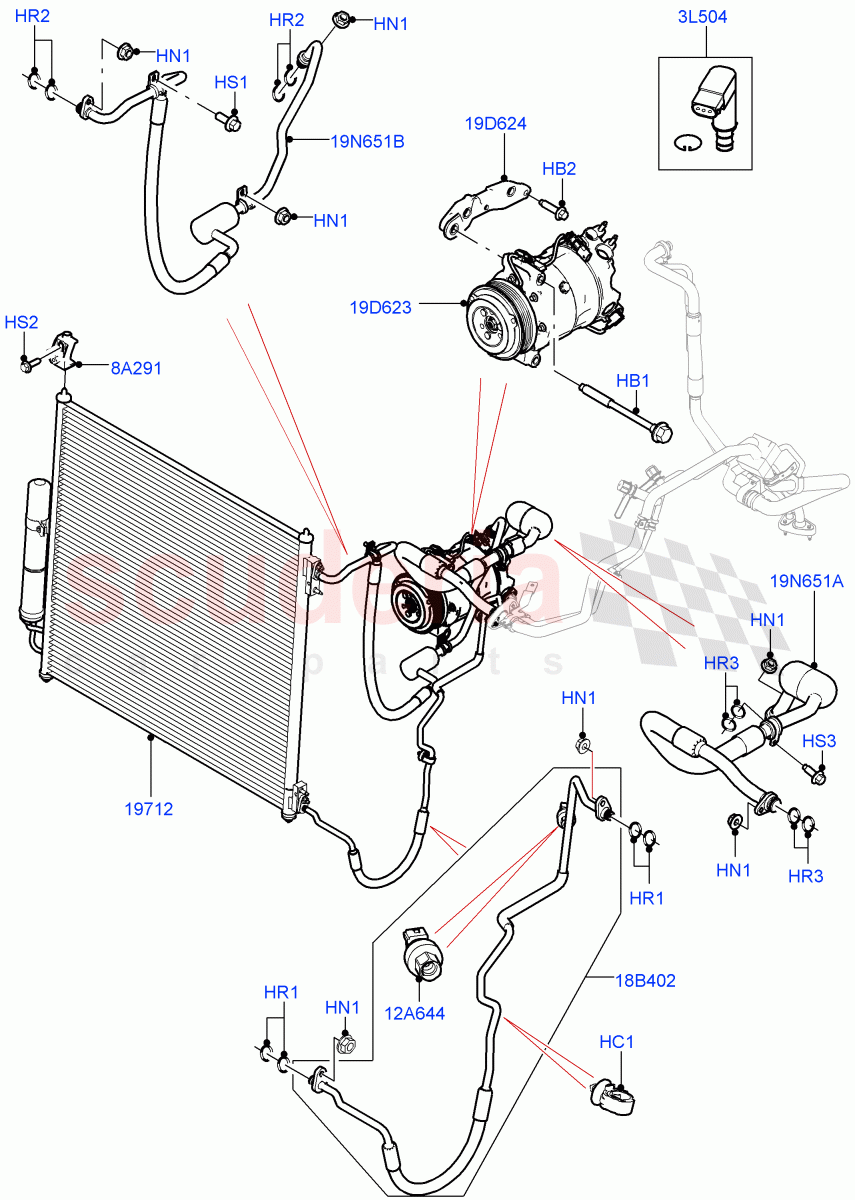 Air Conditioning Condensr/Compressr(Front)(3.0L 24V DOHC V6 TC Diesel,3.0L 24V V6 Turbo Diesel Std Flow) of Land Rover Land Rover Range Rover (2012-2021) [2.0 Turbo Petrol AJ200P]