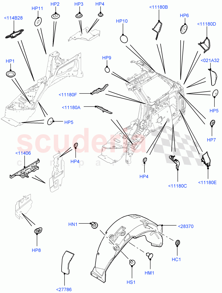 Side Panels - Inner (Middle - Rear, Inner - Rear, Wheelarch) of Land Rover Land Rover Range Rover Sport (2014+) [2.0 Turbo Petrol AJ200P]