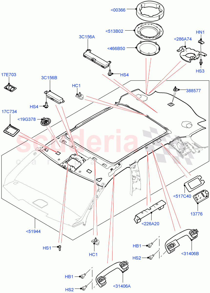 Headlining And Sun Visors (With Roof Conversion-Panorama Roof, Changsu (China)) ((V) FROMFG000001) of Land Rover Land Rover Discovery Sport (2015+) [2.0 Turbo Diesel AJ21D4]