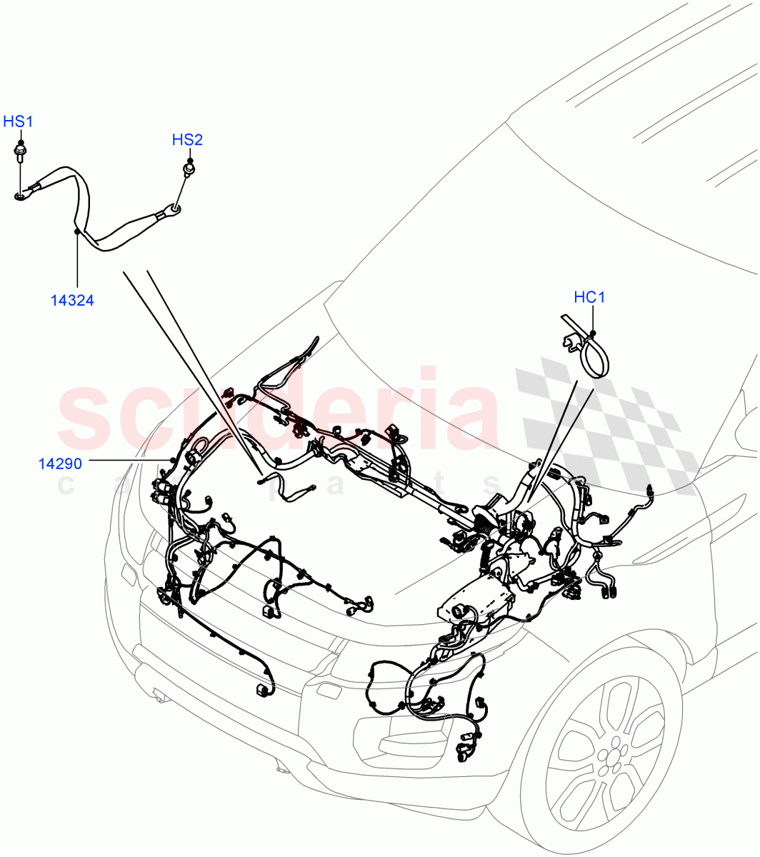 Electrical Wiring - Engine And Dash(Engine Compartment)(Itatiaia (Brazil))((V)FROMGT000001) of Land Rover Land Rover Range Rover Evoque (2012-2018) [2.0 Turbo Petrol GTDI]