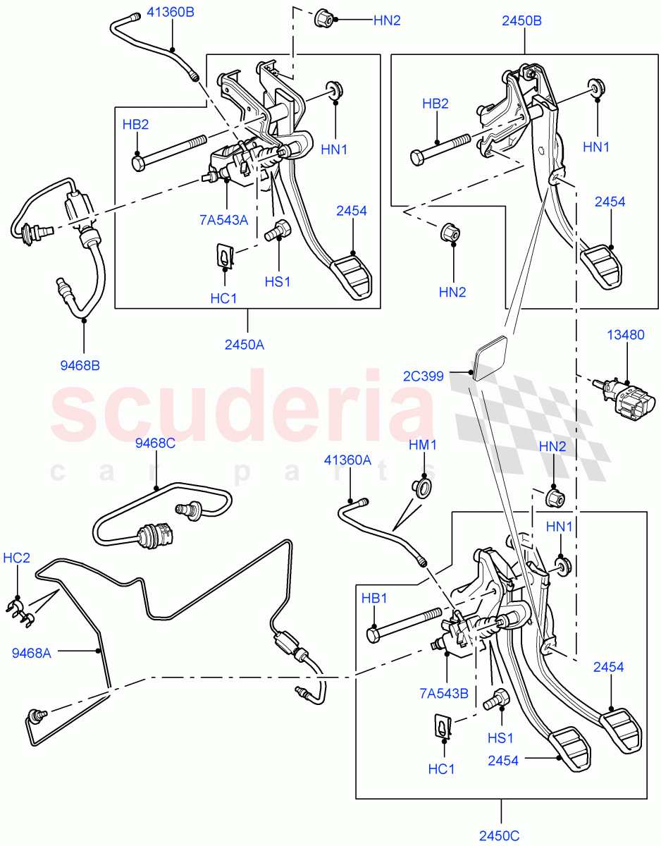 Brake And Clutch Controls(6 Speed Man ZF S6-53)((V)FROMAA000001) of Land Rover Land Rover Discovery 4 (2010-2016) [3.0 Diesel 24V DOHC TC]