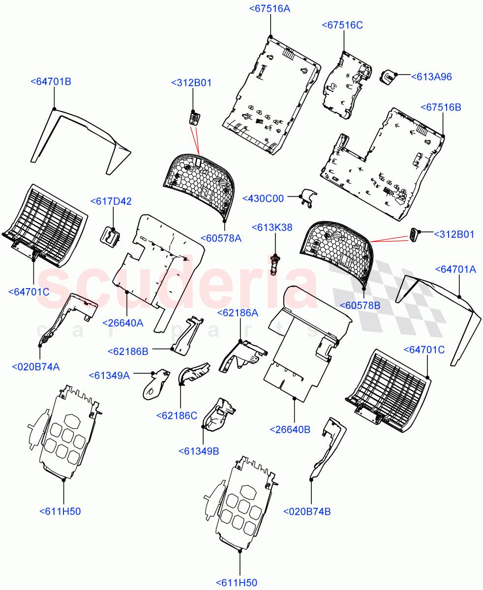 Rear Seat Back(2S AL Leather Diamond,40/20/40 Super Slouch Rear Seat)((V)FROMJA000001) of Land Rover Land Rover Range Rover (2012-2021) [3.0 I6 Turbo Petrol AJ20P6]