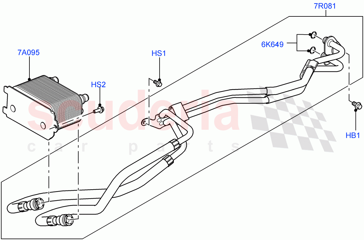 Transmission Cooling Systems (Solihull Plant Build) (3.0L DOHC GDI SC V6 PETROL, 8 Speed Auto Trans ZF 8HP45) ((V) FROMEA000001) of Land Rover Land Rover Range Rover (2012-2021) [3.0 I6 Turbo Diesel AJ20D6]