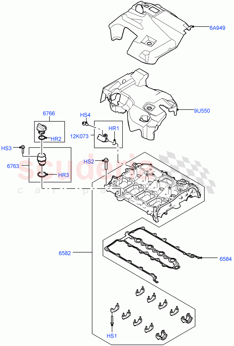 Cylinder Head Cover(2.0L AJ20P4 Petrol Mid PTA,Itatiaia (Brazil),2.0L AJ20P4 Petrol E100 PTA,2.0L AJ20P4 Petrol High PTA) of Land Rover Land Rover Range Rover Evoque (2019+) [2.0 Turbo Petrol AJ200P]