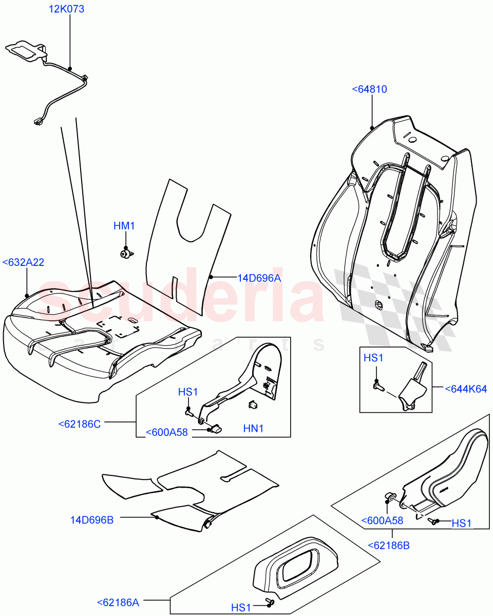 Front Seat Pads/Valances & Heating(Changsu (China),Seat - Standard)((V)FROMEG000001,(V)TOGG134737) of Land Rover Land Rover Range Rover Evoque (2012-2018) [2.0 Turbo Petrol AJ200P]