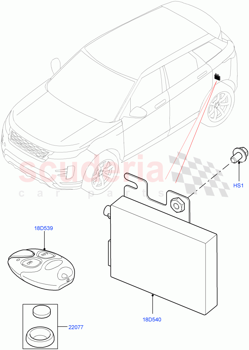 Auxiliary Fuel Fired Pre-Heater(Remote Controller)(Halewood (UK),Fuel Heater W/Pk Heat With Remote) of Land Rover Land Rover Range Rover Evoque (2019+) [2.0 Turbo Petrol AJ200P]