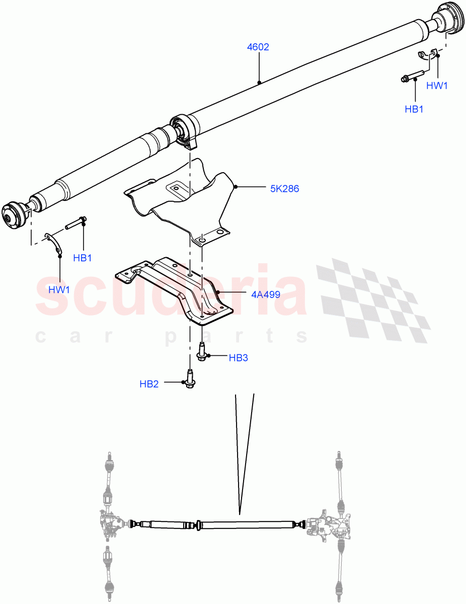 Drive Shaft - Rear Axle Drive (6 Speed Manual Trans M66 - AWD, Halewood (UK), Efficient Driveline, 9 Speed Auto AWD) ((V) TOFH999999) of Land Rover Land Rover Discovery Sport (2015+) [2.0 Turbo Petrol GTDI]