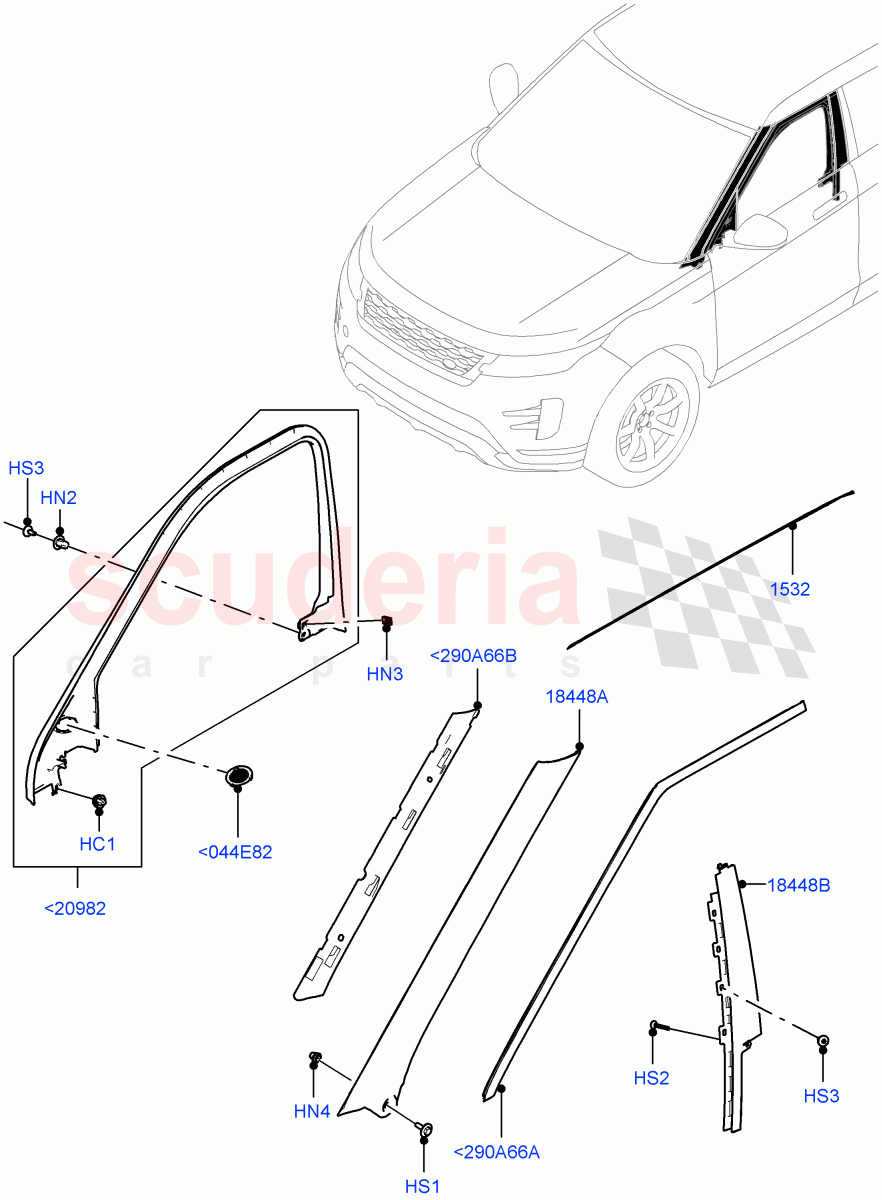 Front Doors, Hinges & Weatherstrips (Finishers) (Changsu (China)) of Land Rover Land Rover Range Rover Evoque (2019+) [2.0 Turbo Diesel]